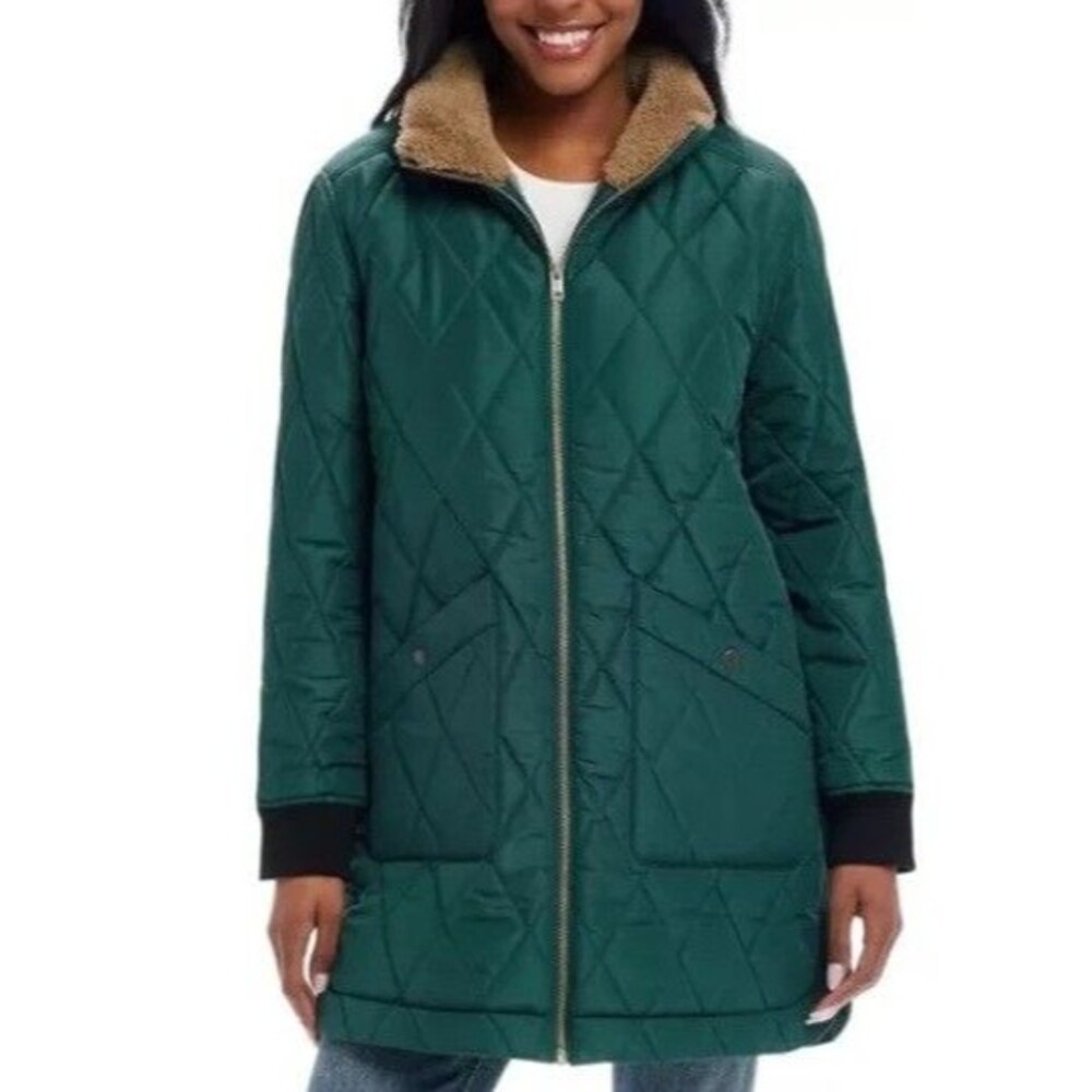 Weatherproof Ladies Vintage Quilted Sherpa Lined Barn Jacket Green Medium NWT